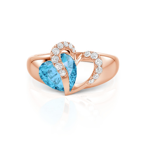 Jeulia "Vibration" Two Heart Sapphire Ring Hollow Design Sterling Silver