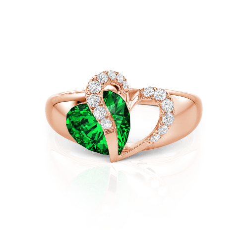 Jeulia "Vibration" Two Heart Sapphire Ring Hollow Design Sterling Silver