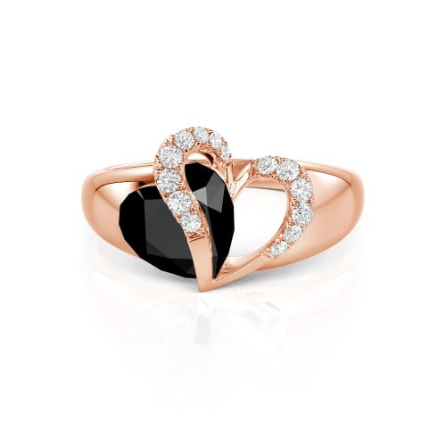 Jeulia "Vibration" Two Heart Sapphire Ring Hollow Design Sterling Silver