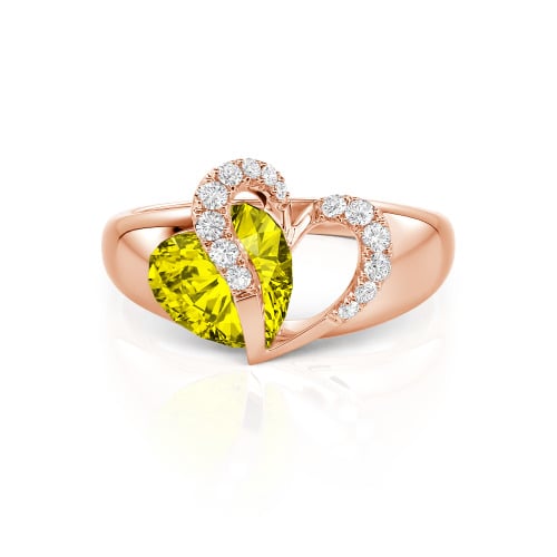 Jeulia "Vibration" Two Heart Sapphire Ring Hollow Design Sterling Silver