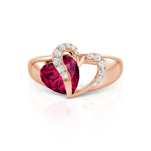 Jeulia "Vibration" Two Heart Sapphire Ring Hollow Design Sterling Silver