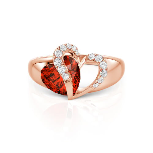 Jeulia "Vibration" Two Heart Sapphire Ring Hollow Design Sterling Silver