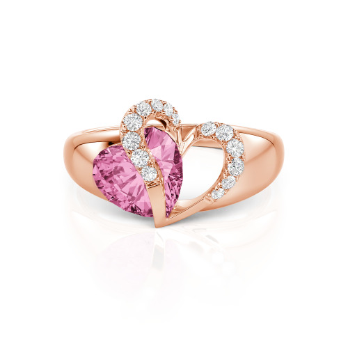Jeulia "Vibration" Two Heart Sapphire Ring Hollow Design Sterling Silver