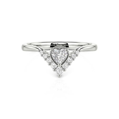 Jeulia Heart V Shape Sterling Silver Ring