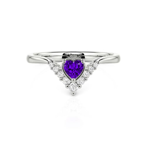 Jeulia Heart V Shape Sterling Silver Ring
