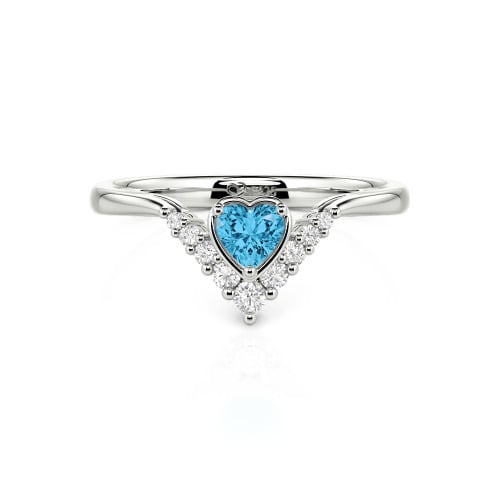 Jeulia Heart V Shape Sterling Silver Ring