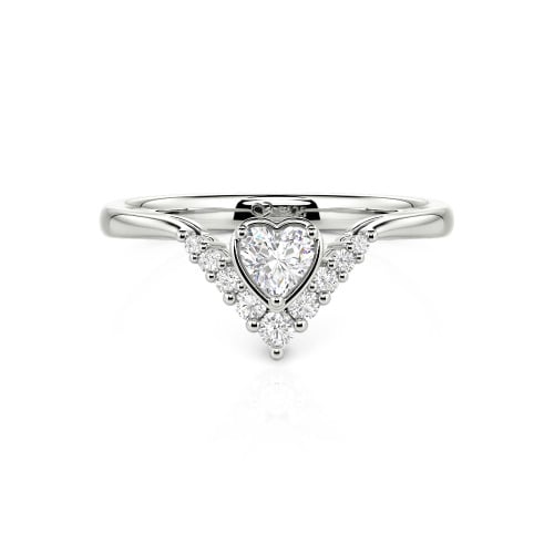 Jeulia Heart V Shape Sterling Silver Ring