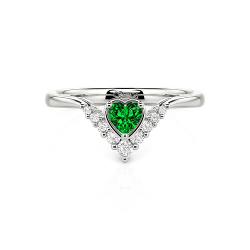 Jeulia Heart V Shape Sterling Silver Ring