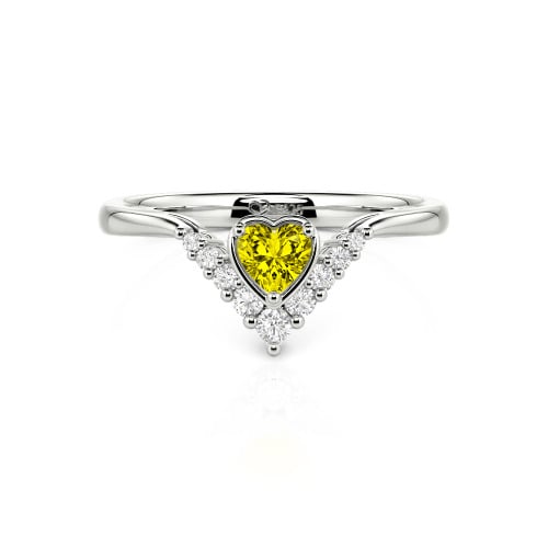 Jeulia Heart V Shape Sterling Silver Ring