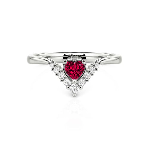 Jeulia Heart V Shape Sterling Silver Ring