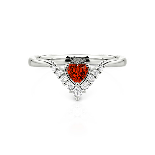 Jeulia Heart V Shape Sterling Silver Ring