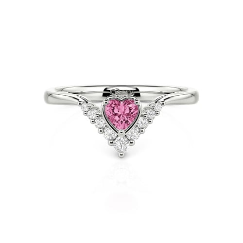 Jeulia Heart V Shape Sterling Silver Ring