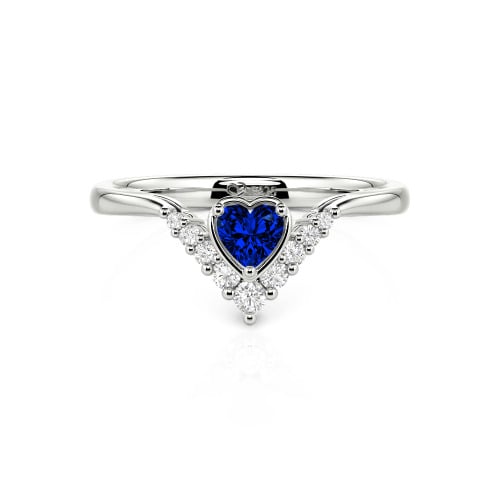 Jeulia Heart V Shape Sterling Silver Ring