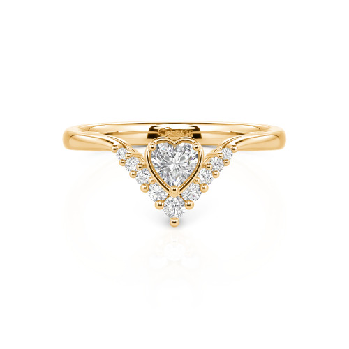 Jeulia Heart V Shape Sterling Silver Ring