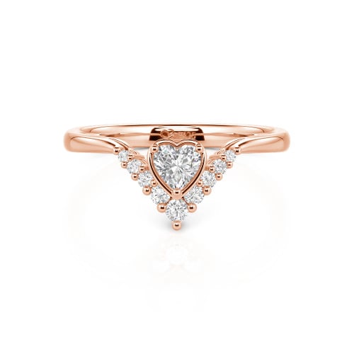 Jeulia Heart V Shape Sterling Silver Ring