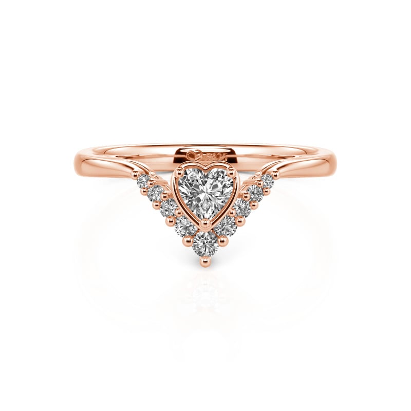 Jeulia Herz V Form Sterling Silber Personalisiert Ring