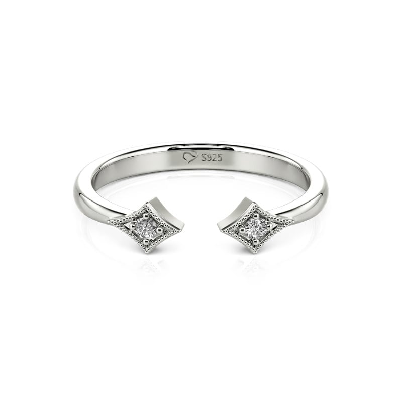 Jeulia Stackable Rhombus Sterling Silver Open Ring