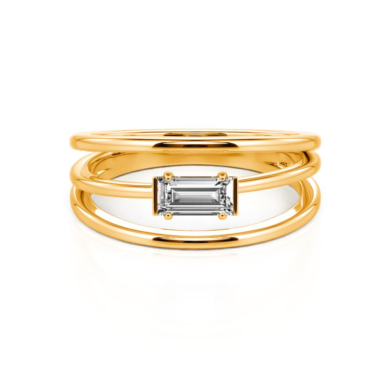Jeulia Geteilt Schaft Smaragd-Schliff Sterling Silber Personalisiert Ring