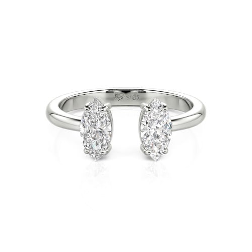 Jeulia Two Stone Marquise Cut Sterling Silver Open Ring