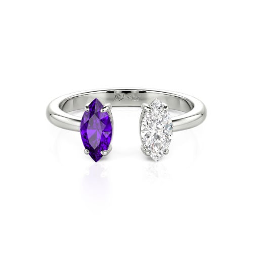 Jeulia Two Stone Marquise Cut Sterling Silver Open Ring