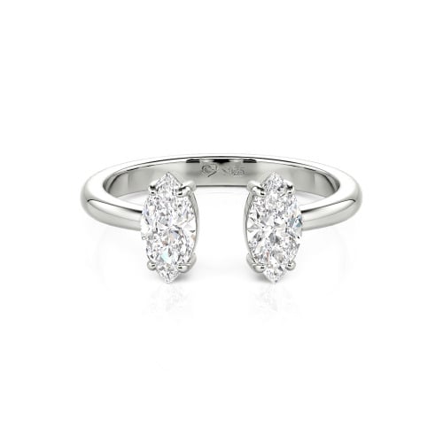 Jeulia Two Stone Marquise Cut Sterling Silver Open Ring