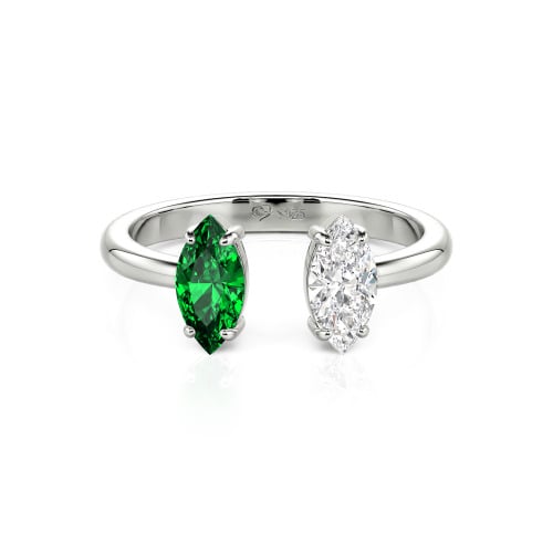 Jeulia Two Stone Marquise Cut Sterling Silver Open Ring