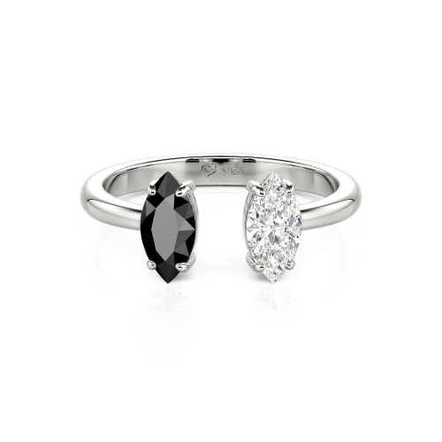 Jeulia Two Stone Marquise Cut Sterling Silver Open Ring