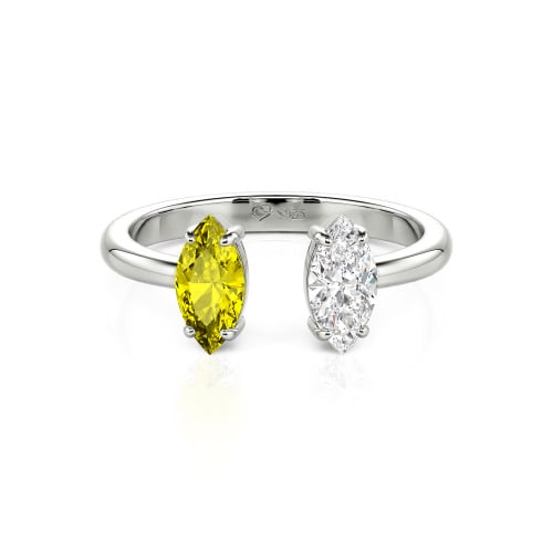 Jeulia Two Stone Marquise Cut Sterling Silver Open Ring