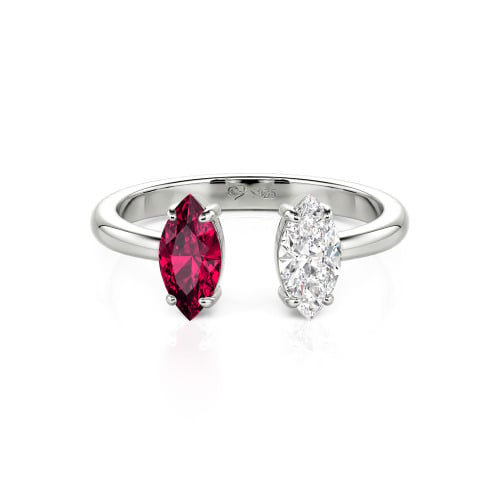 Jeulia Two Stone Marquise Cut Sterling Silver Open Ring