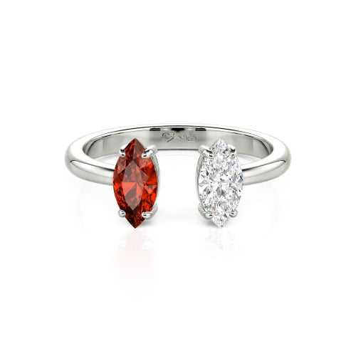 Jeulia Two Stone Marquise Cut Sterling Silver Open Ring