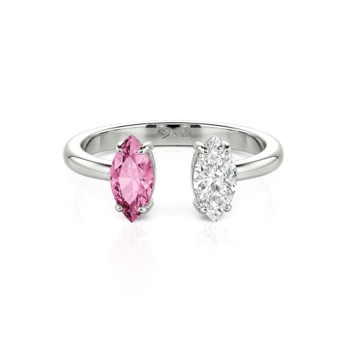 Jeulia Two Stone Marquise Cut Sterling Silver Open Ring