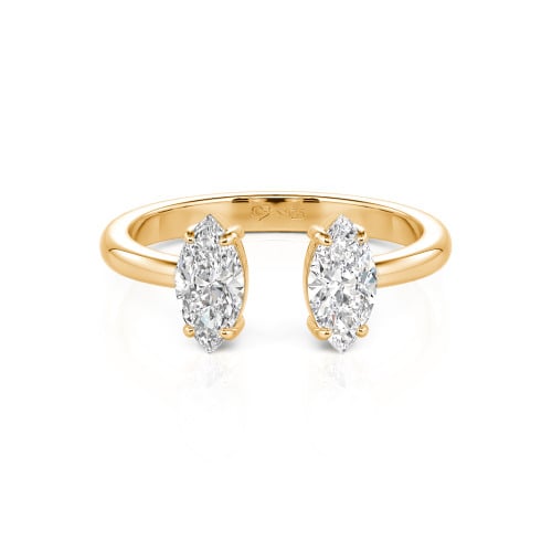 Jeulia Two Stone Marquise Cut Sterling Silver Open Ring