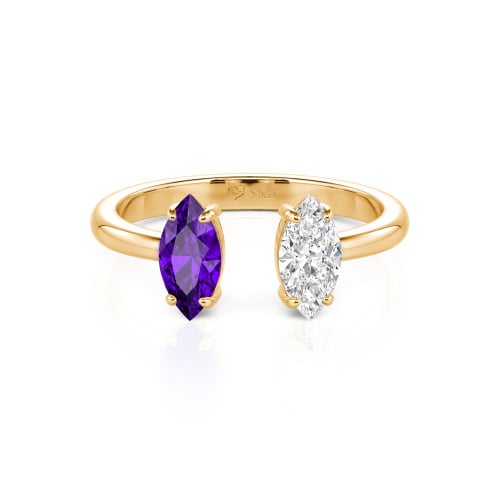 Jeulia Two Stone Marquise Cut Sterling Silver Open Ring