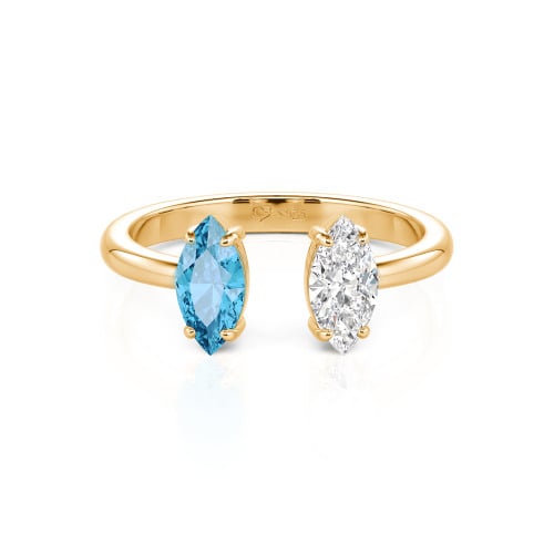 Jeulia Two Stone Marquise Cut Sterling Silver Open Ring