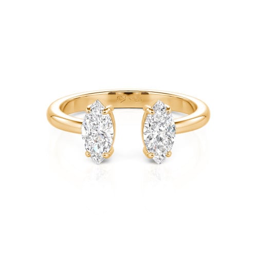 Jeulia Two Stone Marquise Cut Sterling Silver Open Ring