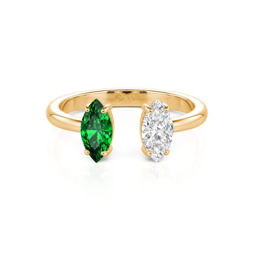 Jeulia Two Stone Marquise Cut Sterling Silver Open Ring