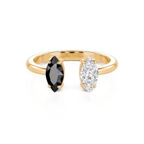 Jeulia Two Stone Marquise Cut Sterling Silver Open Ring