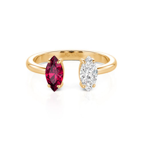 Jeulia Two Stone Marquise Cut Sterling Silver Open Ring