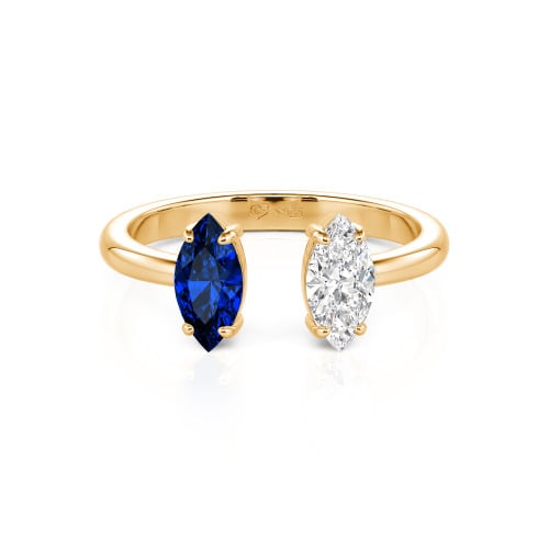 Jeulia Two Stone Marquise Cut Sterling Silver Open Ring