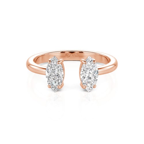 Jeulia Two Stone Marquise Cut Sterling Silver Open Ring