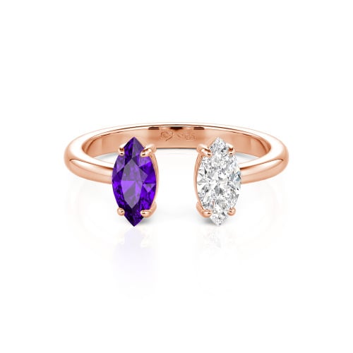 Jeulia Two Stone Marquise Cut Sterling Silver Open Ring