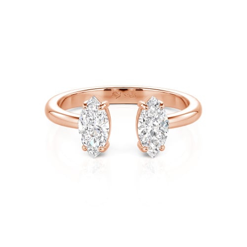 Jeulia Two Stone Marquise Cut Sterling Silver Open Ring