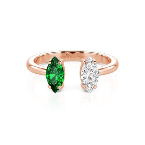 Jeulia Two Stone Marquise Cut Sterling Silver Open Ring