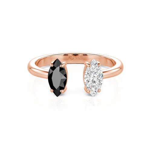 Jeulia Two Stone Marquise Cut Sterling Silver Open Ring
