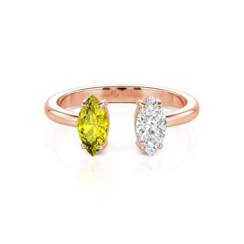 Jeulia Two Stone Marquise Cut Sterling Silver Open Ring