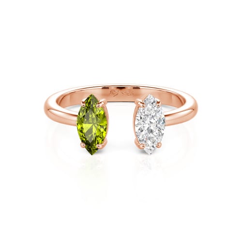 Jeulia Two Stone Marquise Cut Sterling Silver Open Ring