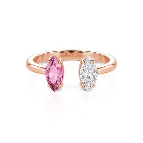Jeulia Two Stone Marquise Cut Sterling Silver Open Ring