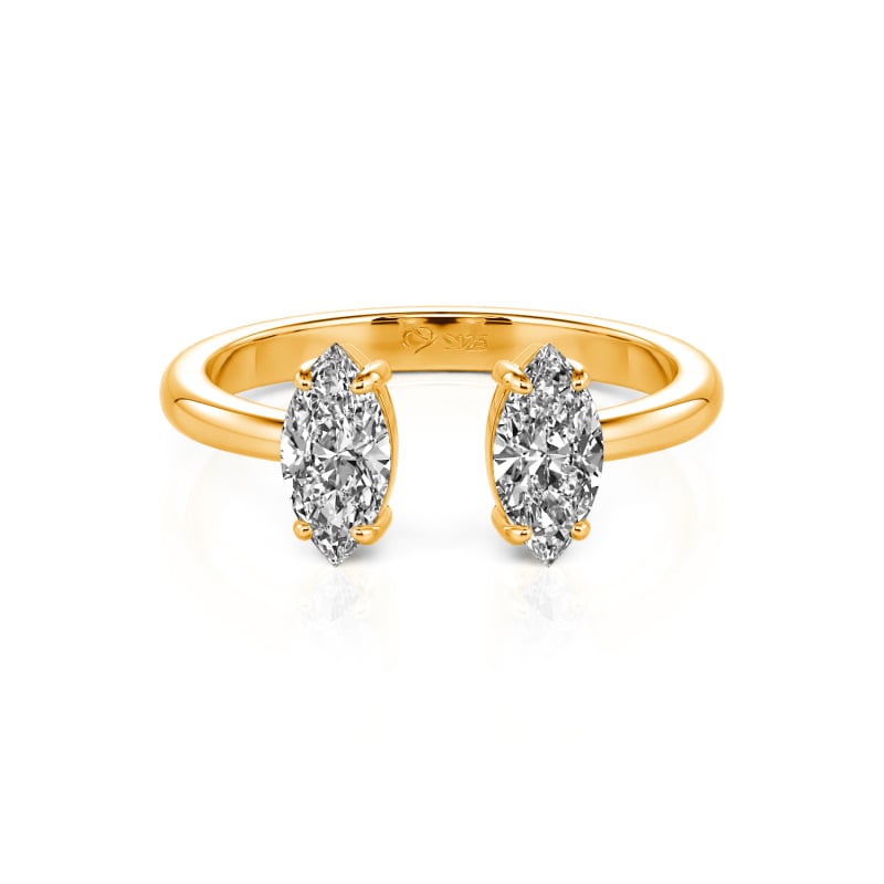 Jeulia Zweifarbig Marquise-Schliff Sterling Silber Personalisiert Öffne Ring