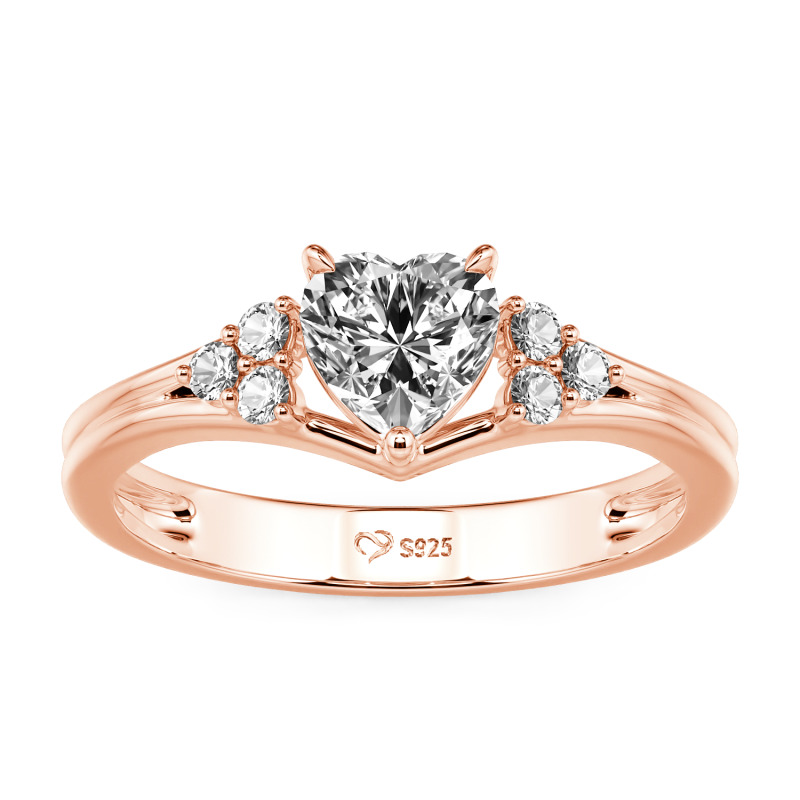 Jeulia Bague de promesse Classique Personnalisée Trois pierres Coeur