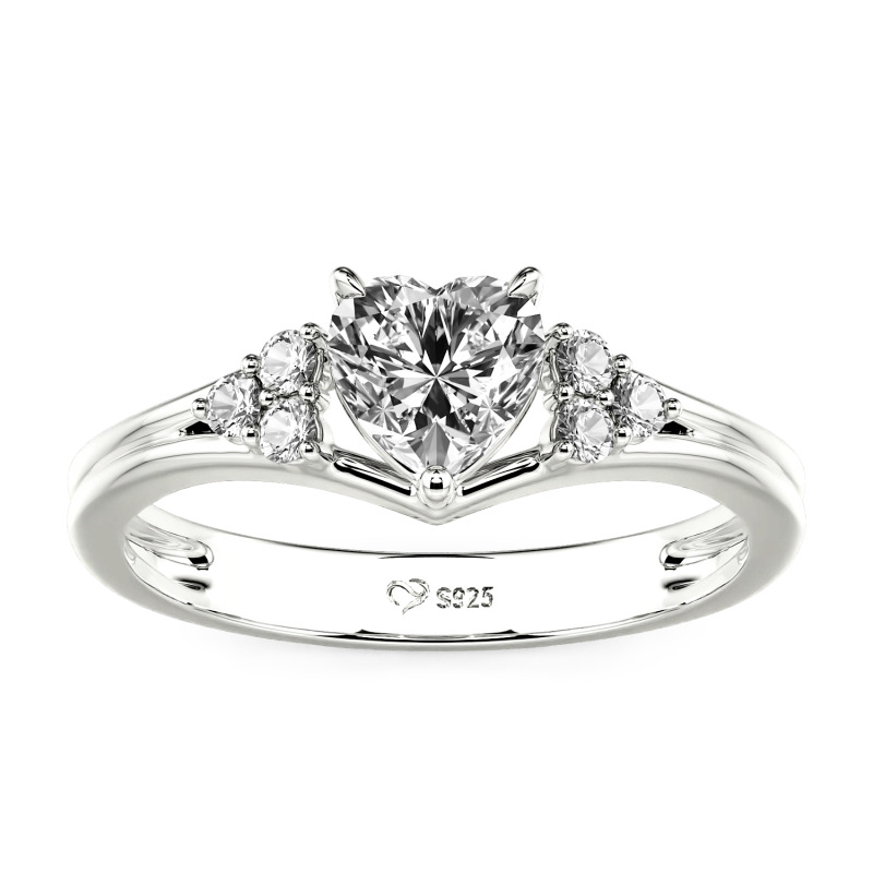 Jeulia Classic Custom Three Stone Heart Promise Ring